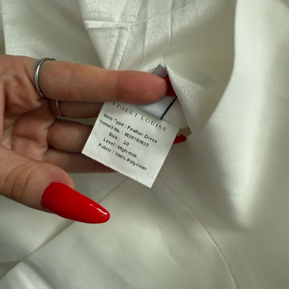 White Feather Trimmed Mini Dress - Picture 3 of 3